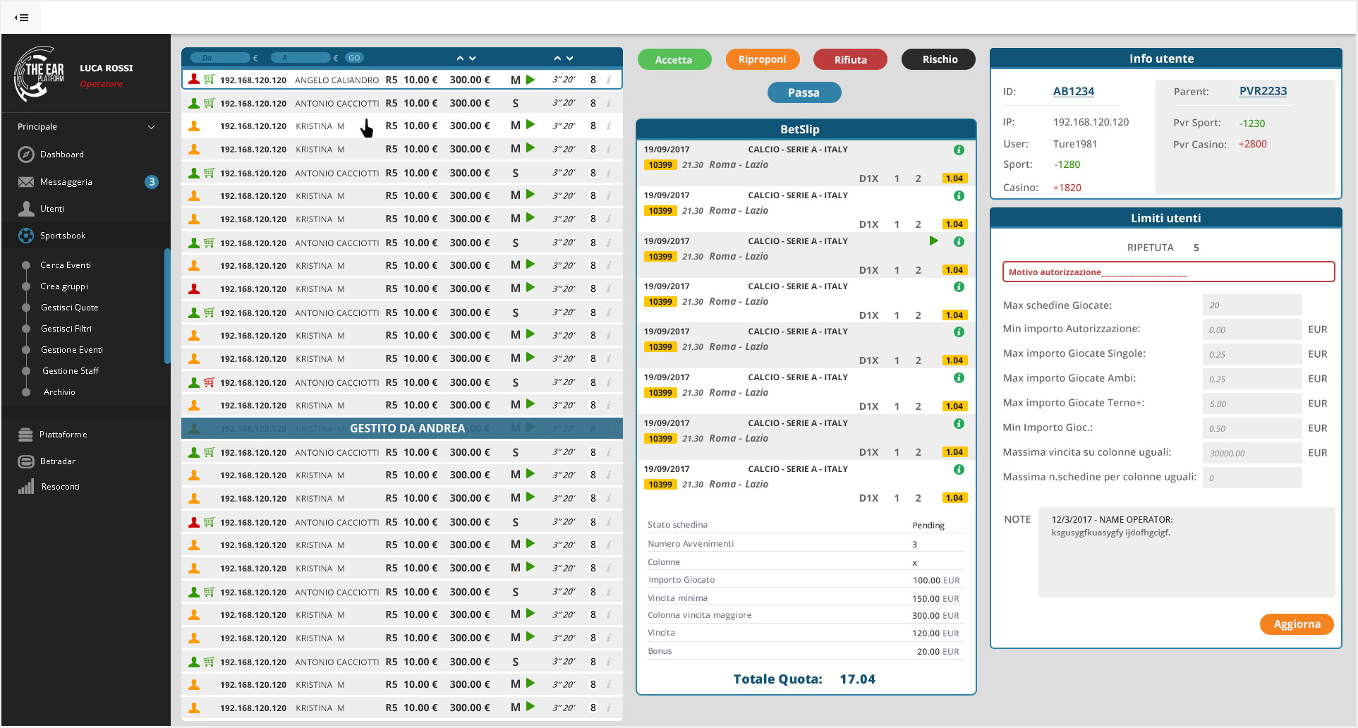 Realtime bet risk analysis
