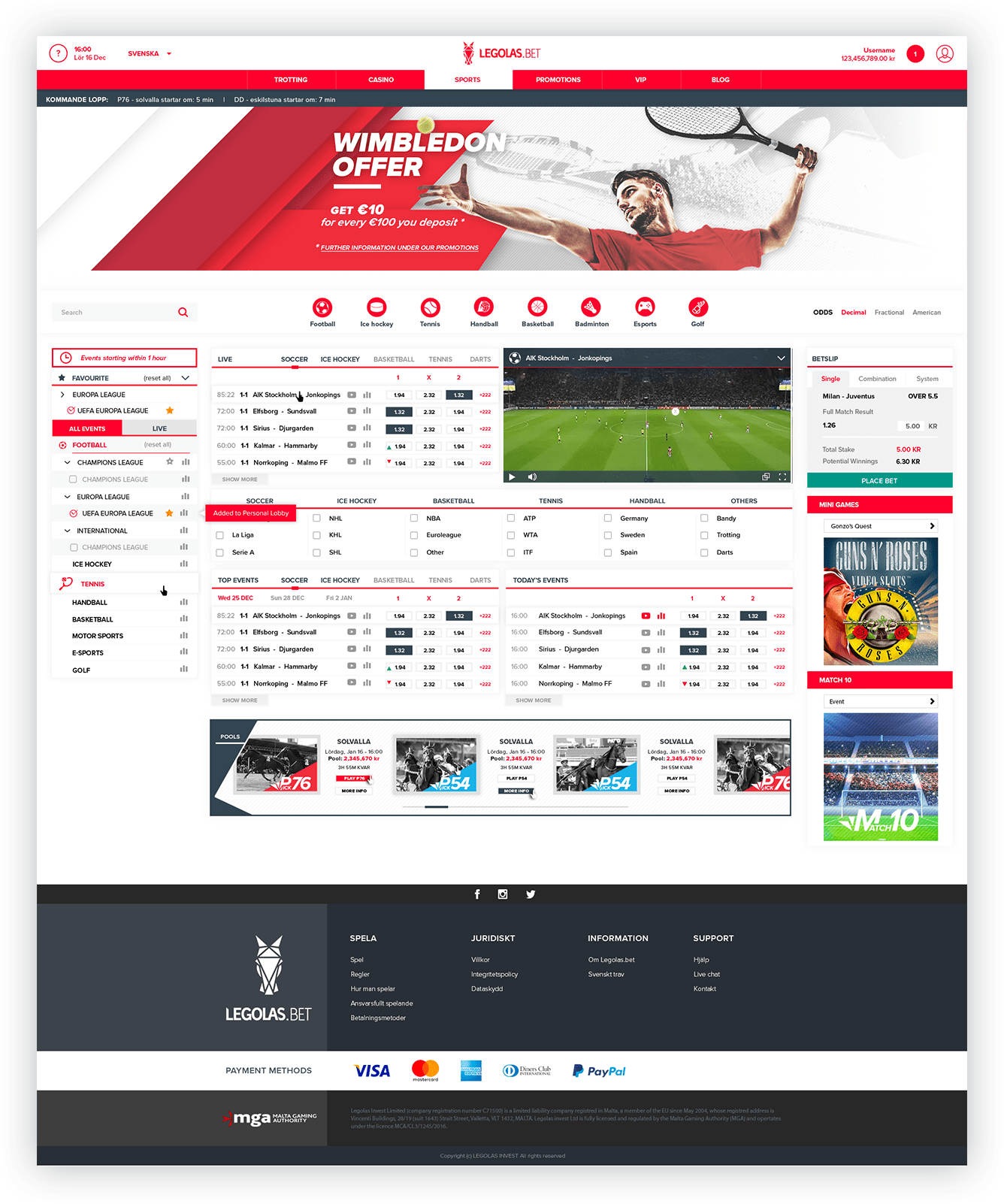 sportsbook ui desktop version